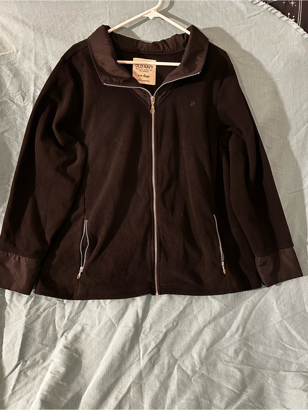 Vintage Old Navy Black Full Zip Fleece Jacket XX-Large Stand Collar